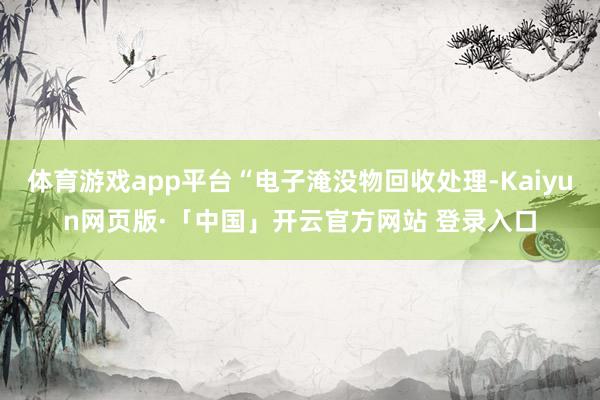 体育游戏app平台“电子淹没物回收处理-Kaiyun网页版·「中国」开云官方网站 登录入口
