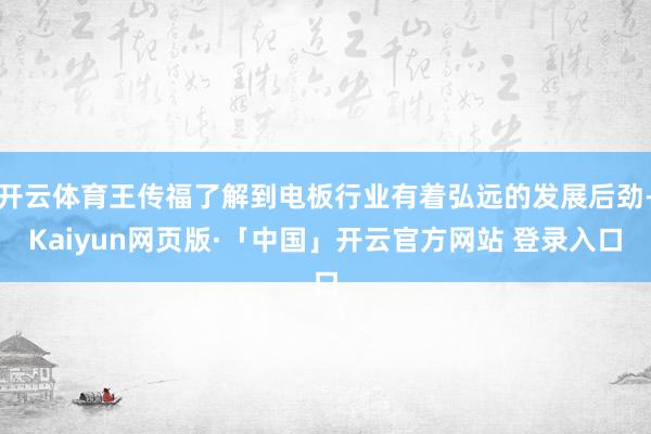 开云体育王传福了解到电板行业有着弘远的发展后劲-Kaiyun网页版·「中国」开云官方网站 登录入口